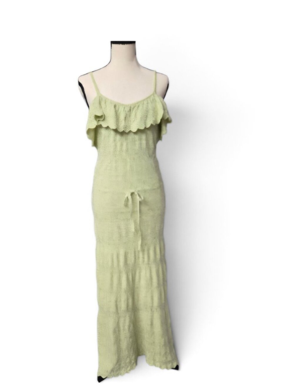 LC Lauren Conrad Maxi Dress Large Summer Breeze Lime Green Boho Crochet Fairy